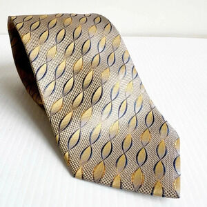 Vitorofolo Silk Tie Gold and Blue Geometric Print